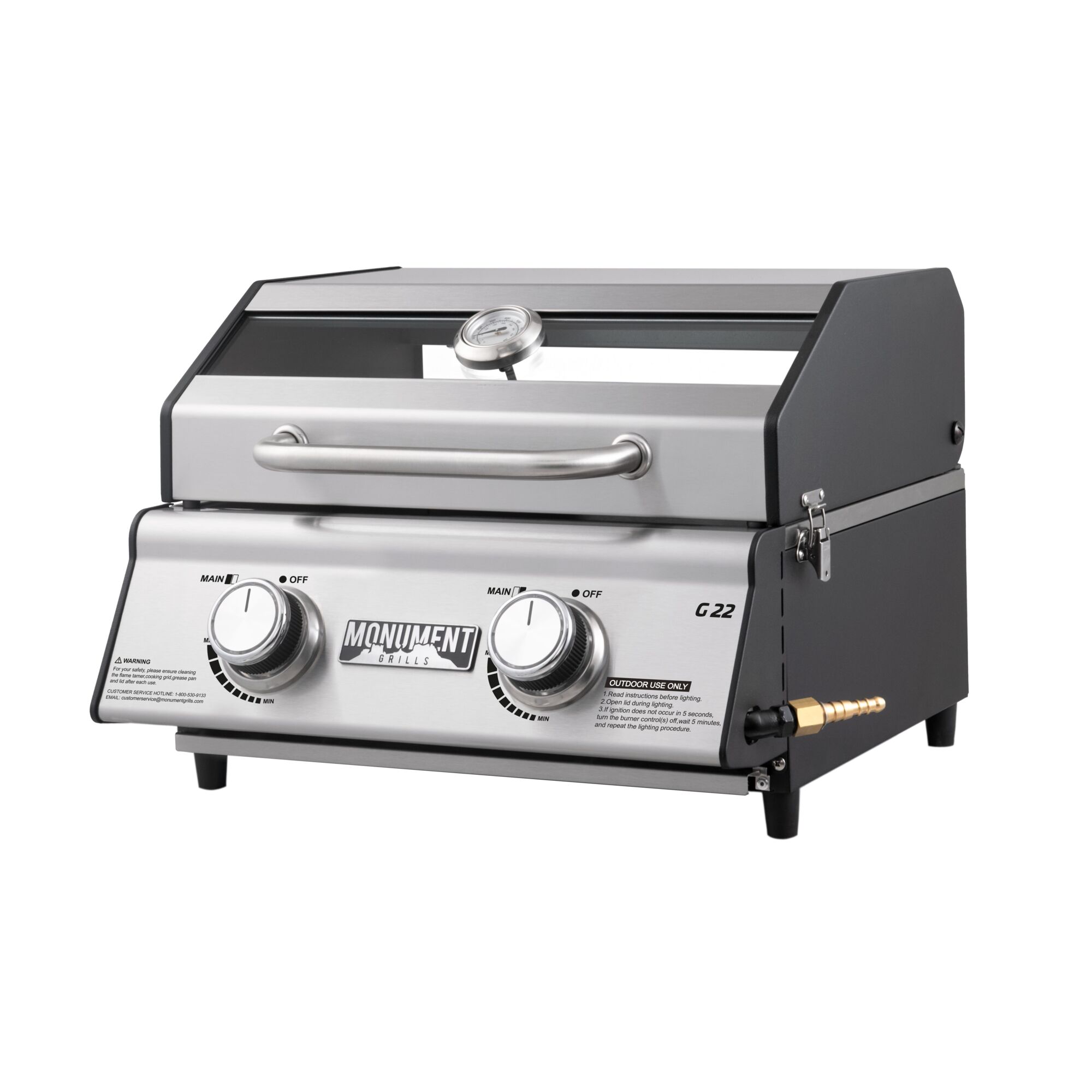 Monument Grills, Stainless Steel Portable Grill, Fuel Type Propane, Capacity 10 Gal, Model# G22
